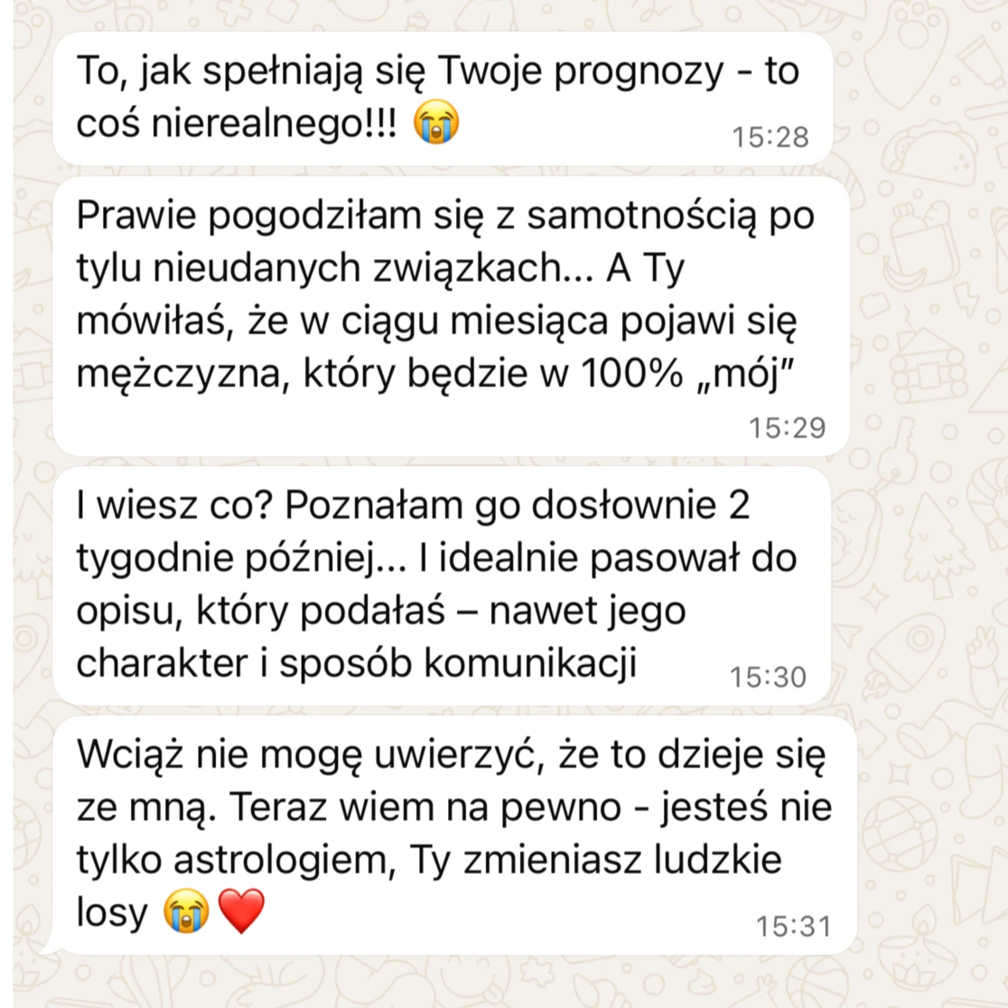 Opinia klientki o prognozie dotyczącej nowej relacji