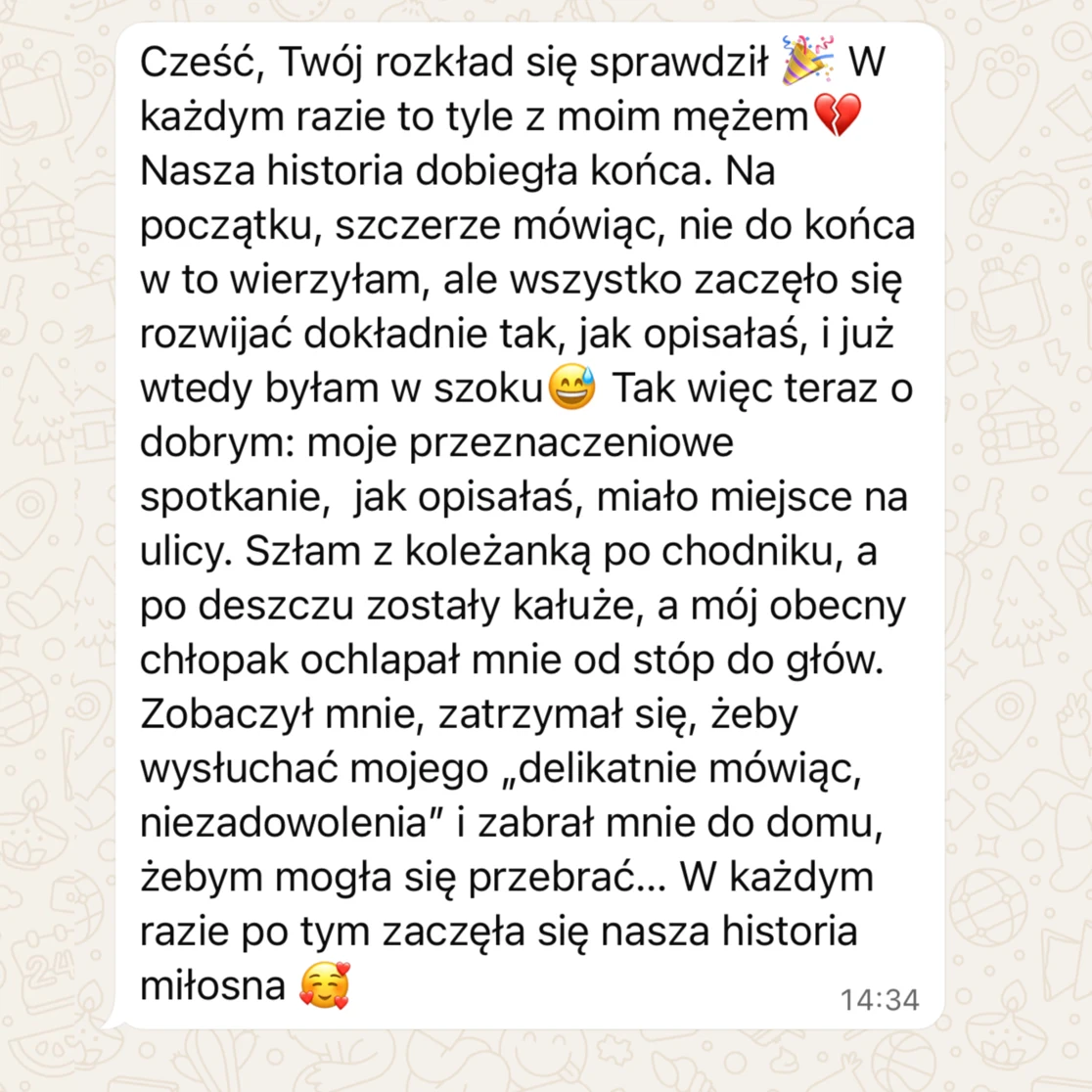 Opinia klientki o sprawdzonej prognozie relacji
