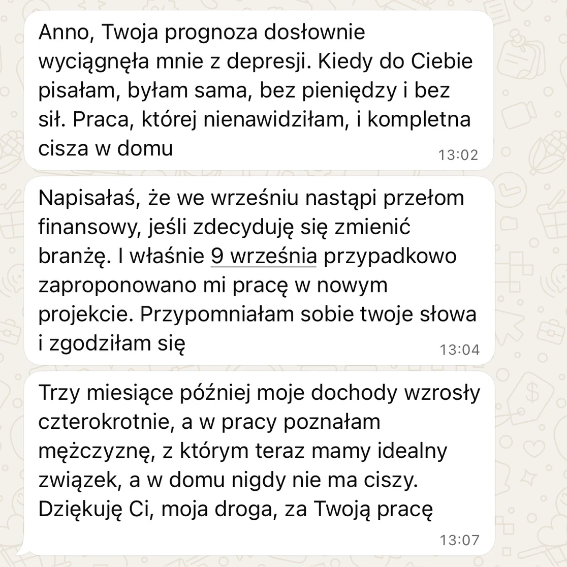 Opinia klientki o zmianach w pracy i życiu osobistym